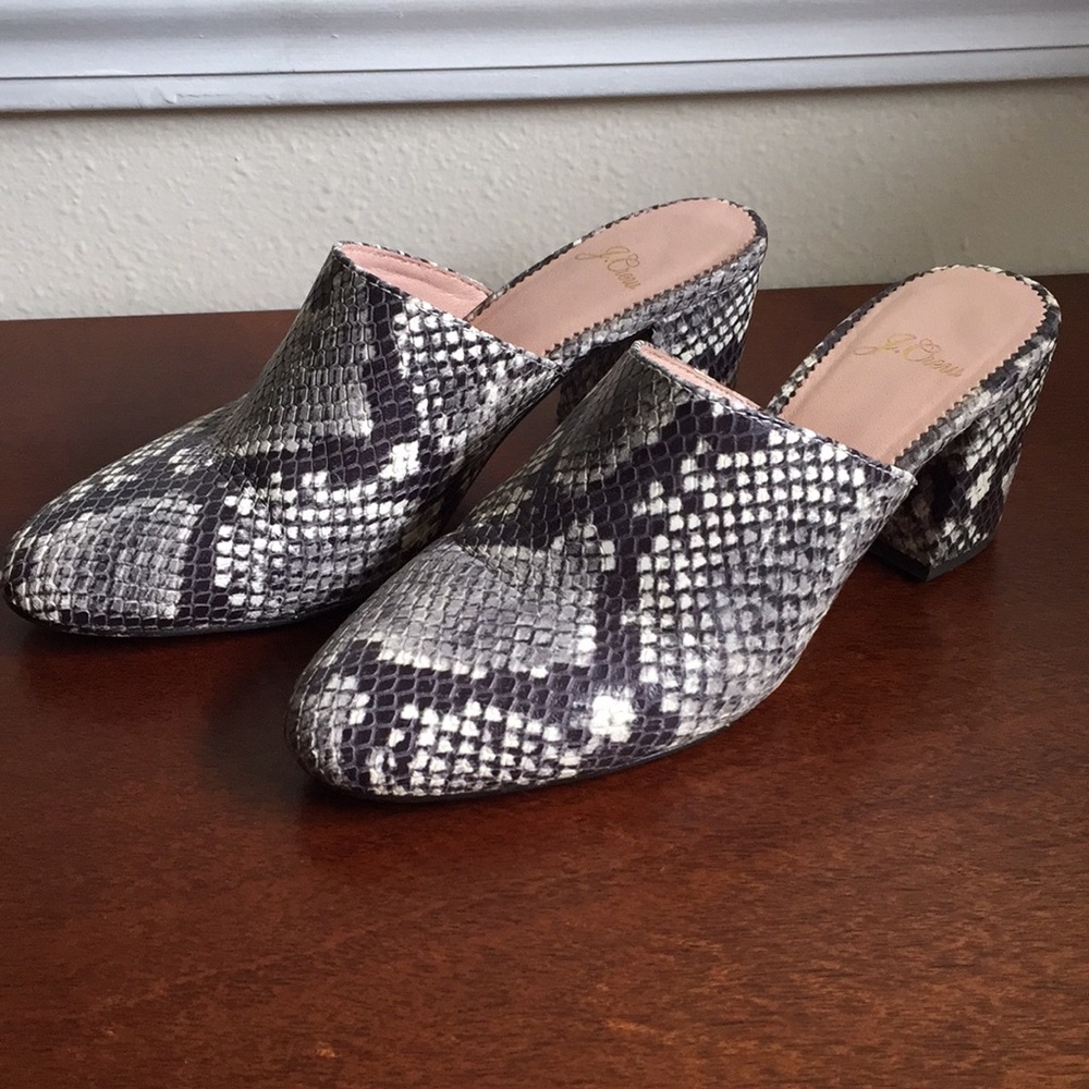 J. Crew Leather Snake-Embossed Sophie Mules